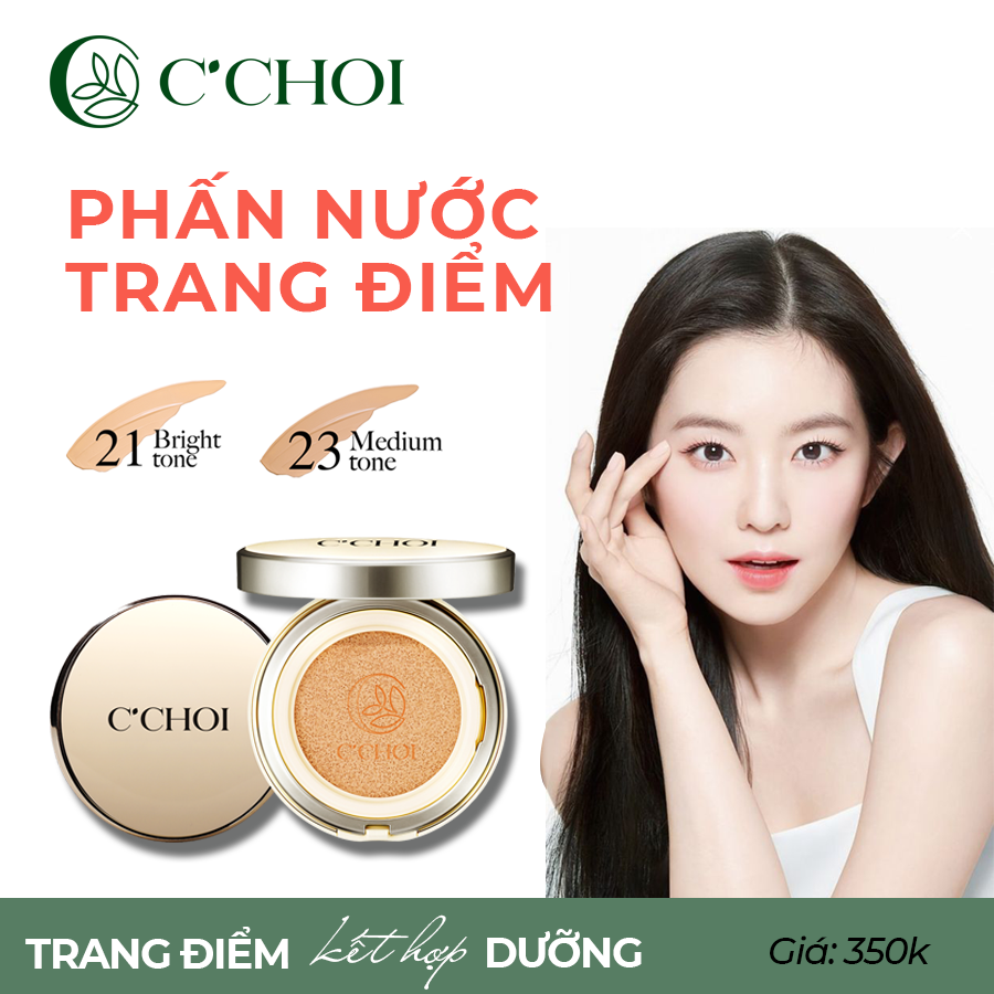 Phấn nước C'Choi Herbal DD Cushion SPF50 15g chống nắng, trang điểm mỏng mịn tông màu 21 cho da trắng sáng và 23 cho da trung bình, ngăm Phấn nước C'Choi Herbal DD Cushion SPF50 15g chống nắng, trang điểm mỏng mịn tông màu 21 cho da trắng sáng và 23 cho da trung bình, ngăm