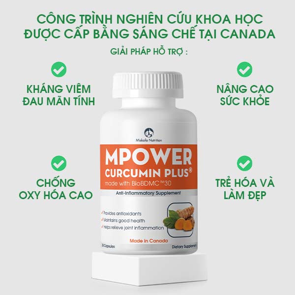 Viên Uống Mpower Curcumin Plus BioBDMC30 Canada Tăng Cường Sức Khỏe, Chống Lão Hóa 30 Viên Viên Uống Mpower Curcumin Plus BioBDMC30 Canada Tăng Cường Sức Khỏe, Chống Lão Hóa 30 Viên