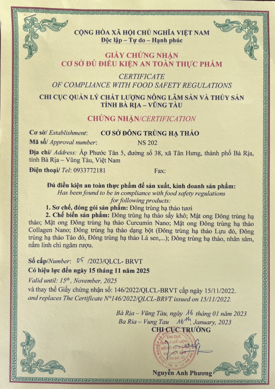 Chứng nhận Vệ sinh an toàn thực phẩm Chứng nhận Vệ sinh an toàn thực phẩm