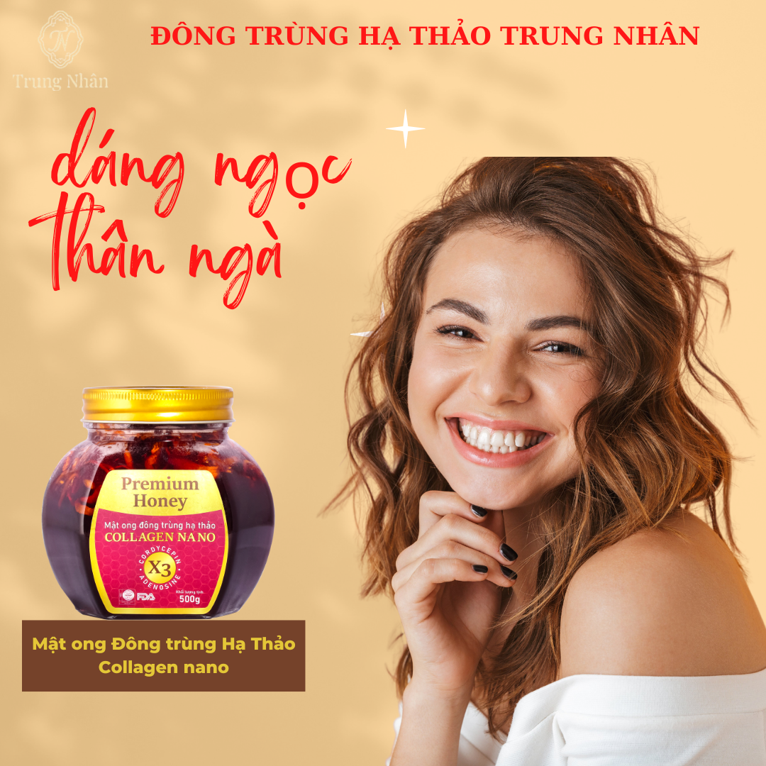 Mật ong đông trùng hạ thảo collagen nano 500g Trung Nhân đẹp da, đẹp dáng, tăng đề kháng Mật ong đông trùng hạ thảo collagen nano 500g Trung Nhân đẹp da, đẹp dáng, tăng đề kháng