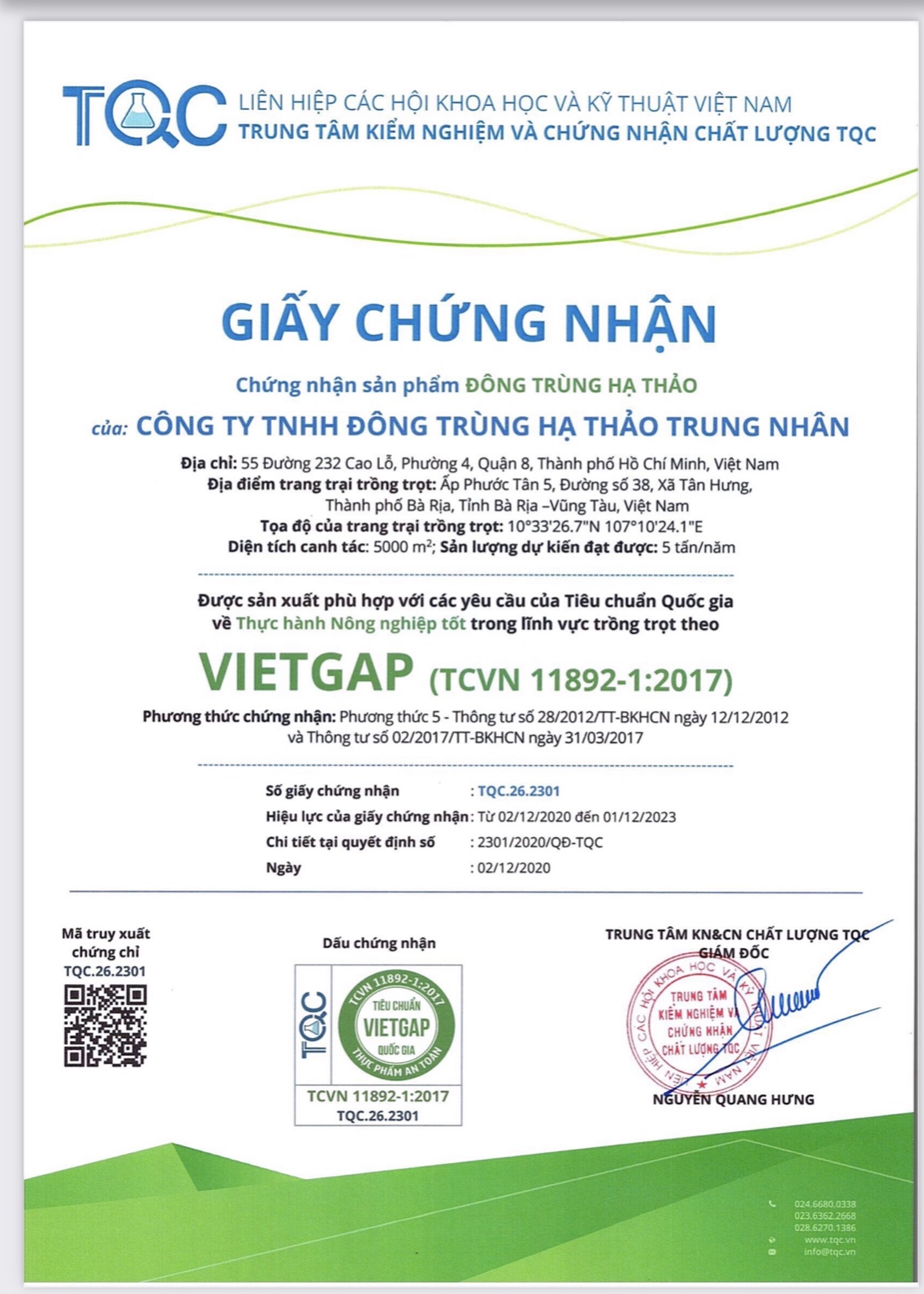 Chứng nhận Vietgap của sản phẩm Chứng nhận Vietgap của sản phẩm