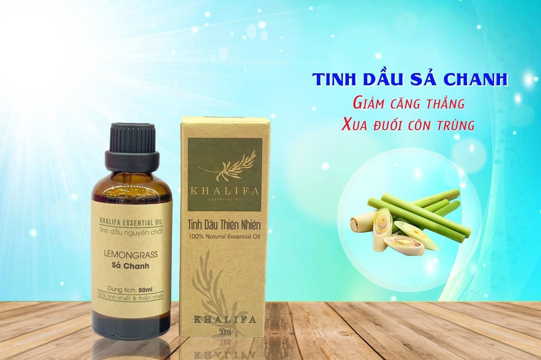 Tinh dầu sả chanh Khalifa tốt cho da, tóc & chống côn trùng Tinh dầu sả chanh Khalifa tốt cho da, tóc & chống côn trùng