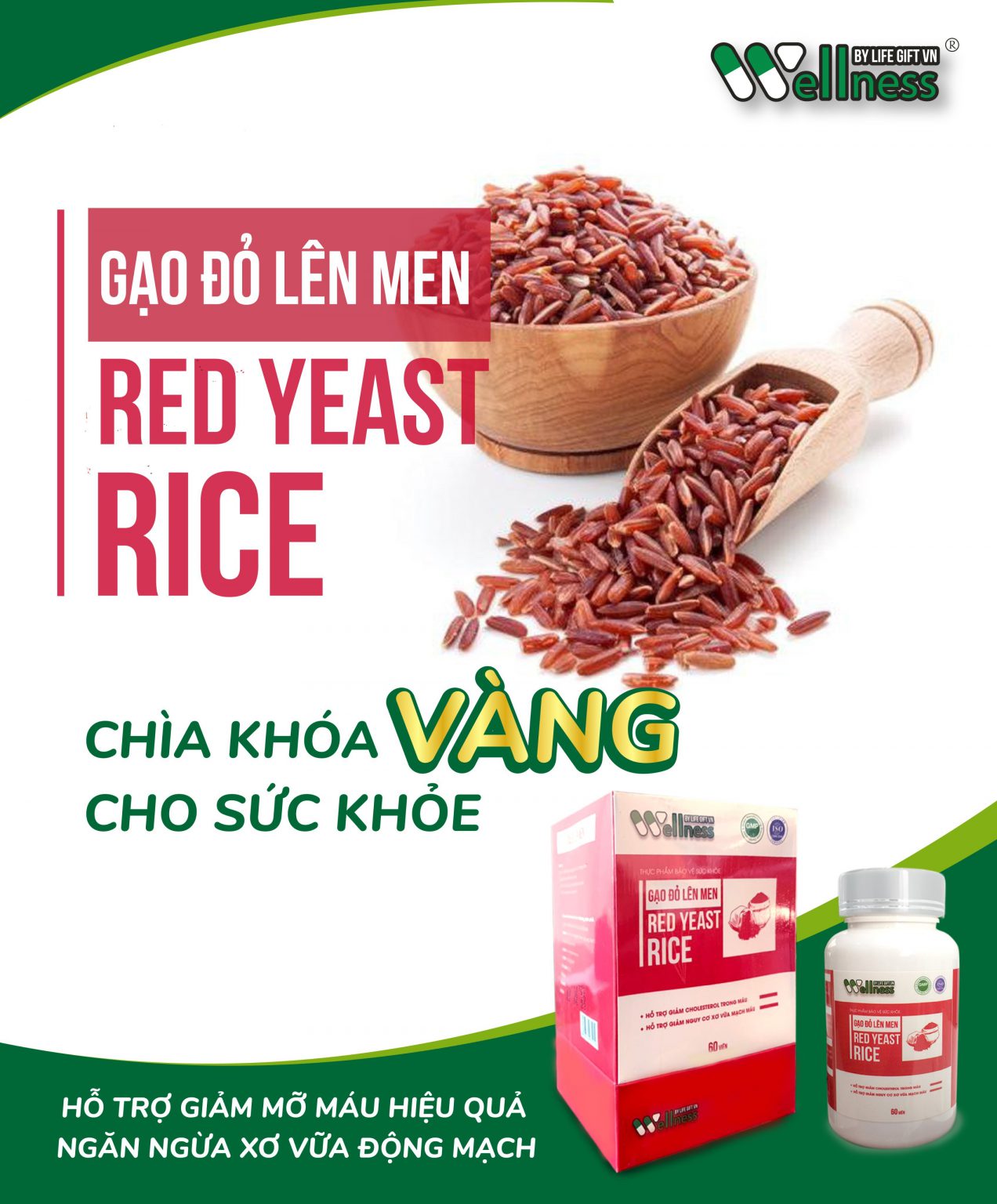Viên uống men gạo đỏ giảm nguy cơ tim mạch, mỡ máu, xơ vữa động mạch Viên uống men gạo đỏ giảm nguy cơ tim mạch, mỡ máu, xơ vữa động mạch