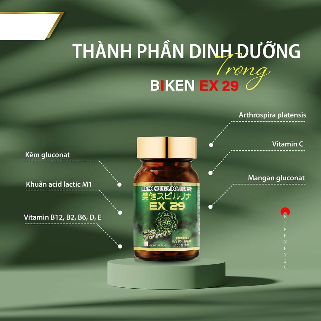 Viên uống tăng sức đề kháng & phục hồi thể lực BIKEN SPIRULINA EX29 cung cấp năng lượng cho ngày mới làm việc hiệu quả Viên uống tăng sức đề kháng & phục hồi thể lực BIKEN SPIRULINA EX29 cung cấp năng lượng cho ngày mới làm việc hiệu quả