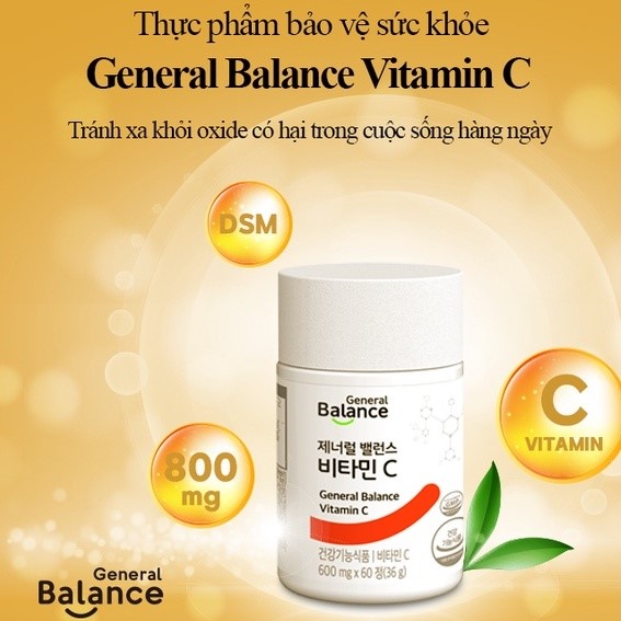 Thực phẩm bảo vệ sức khỏe General Balance Vitamin C, tăng đề kháng Gcoop Hàn Quốc Thực phẩm bảo vệ sức khỏe General Balance Vitamin C, tăng đề kháng Gcoop Hàn Quốc