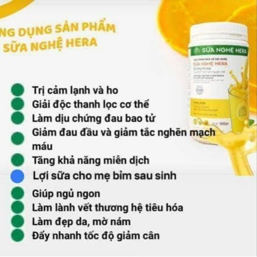 Công dụng của sữa nghệ Hera Công dụng của sữa nghệ Hera