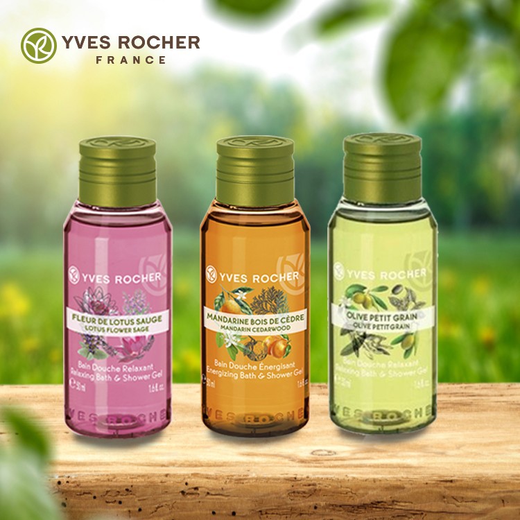 Gel tắm mini Yves Rocher kết hợp giữa lá sen và tinh dầu lá xô thơm Gel tắm mini Yves Rocher kết hợp giữa lá sen và tinh dầu lá xô thơm