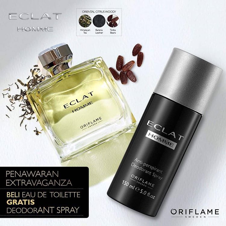 Nước hoa nam Oriflame 30173 Eclat Homme có chai xịt khử mùi đi kèm đồng bộ mùi hương Nước hoa nam Oriflame 30173 Eclat Homme có chai xịt khử mùi đi kèm đồng bộ mùi hương