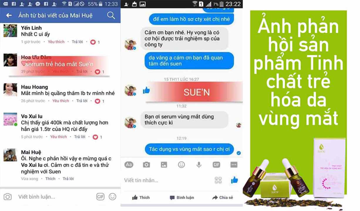 Phản hồi của khách hàng về Serum dưỡng mắt Suen Phản hồi của khách hàng về Serum dưỡng mắt Suen