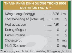 Thành phần dinh dưỡng trong 100g mì sợi nưa Konjac Excook Thành phần dinh dưỡng trong 100g mì sợi nưa Konjac Excook