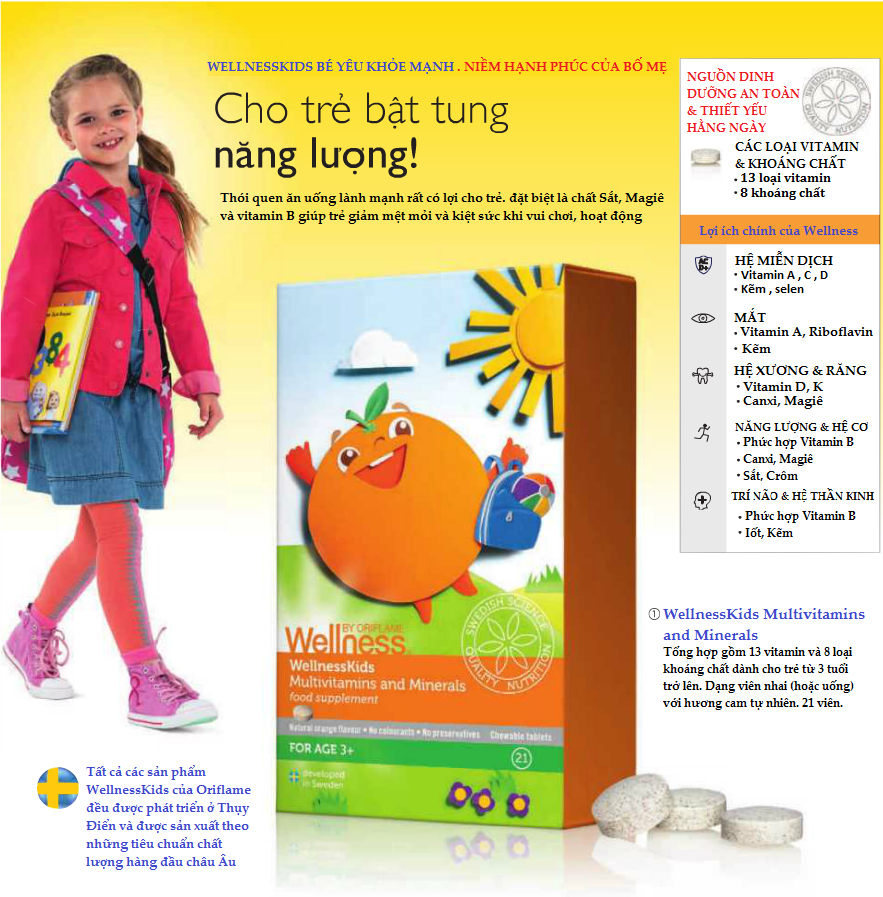 Viên uống bổ sung khoáng chất và vitamin cho trẻ em từ 3 tuổi trở lên từ Thụy Điển Viên uống bổ sung khoáng chất và vitamin cho trẻ em từ 3 tuổi trở lên từ Thụy Điển