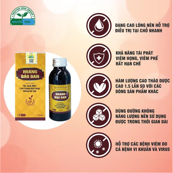 Cao ho Hoàng Bảo Đan hết ho, tiêu đờm, bổ phổi 100ml