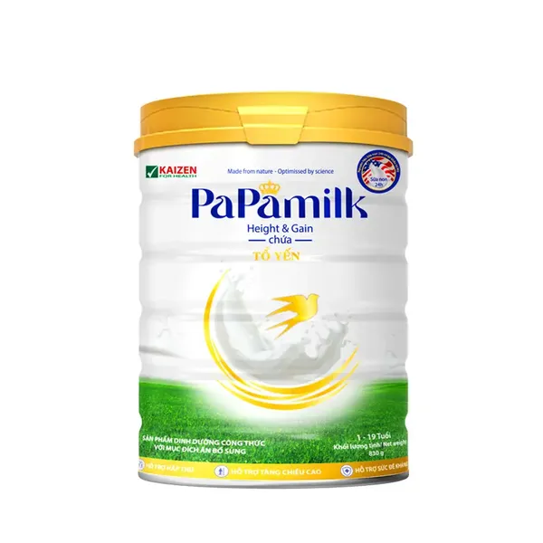Sữa non tổ yến Papamilk Height & Gain tăng cân tăng chiều cao trẻ từ 1-19 tuổi lon 830g 