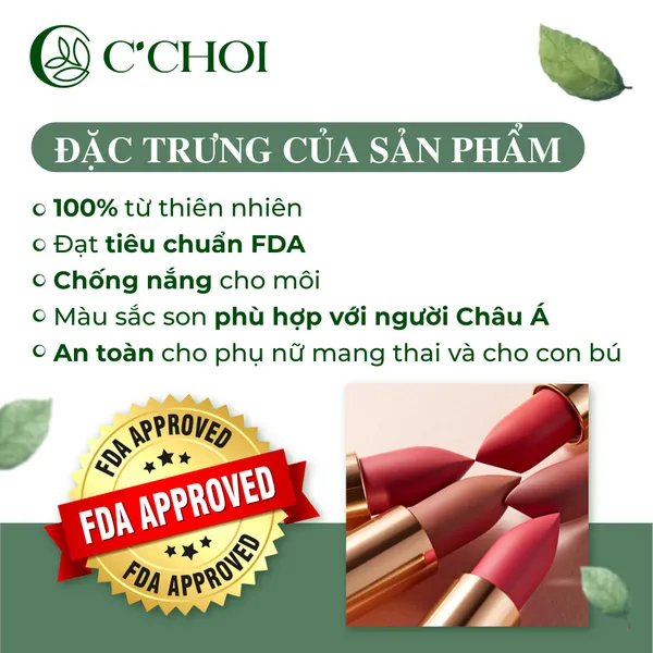 Son Sáp Thiên Nhiên Dưỡng Môi, Chống Nắng C'Choi FDA
