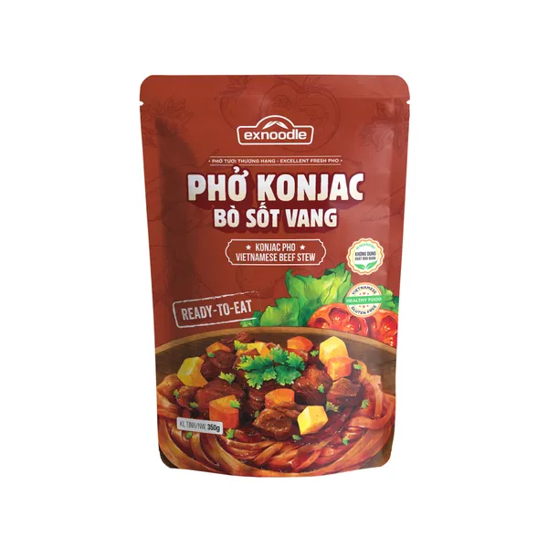 Combo 3 Phở Konjac Bò Xốt Vang Excook 350g - Phở Tươi Thượng Hạng Ăn Liền, Ít Calorie, Giàu Chất Xơ, Không Chất Bảo Quản