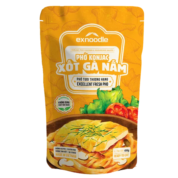 Combo 3 Phở Konjac Xốt Gà Nấm Excook 350g - Phở Tươi Thượng Hạng Ăn Liền, Ít Calorie, Giàu Chất Xơ, Không Chất Bảo Quản