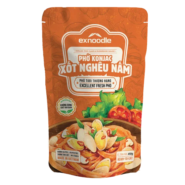 Combo 3 Phở Konjac Xốt Nghêu Nấm Excook 350g - Phở Tươi Thượng Hạng Ăn Liền, Ít Calorie, Giàu Chất Xơ, Không Chất Bảo Quản