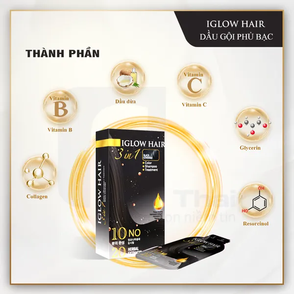 Dầu gội phủ bạc IGLOW HAIR Hàn Quốc thảo dược, không Amoniac
