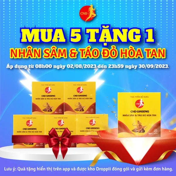 Mua 5 Tặng 1 Nhân Sâm Canada CND & Táo Đỏ Hòa Tan Ngủ Ngon, Tăng Đề Kháng 20góix3g