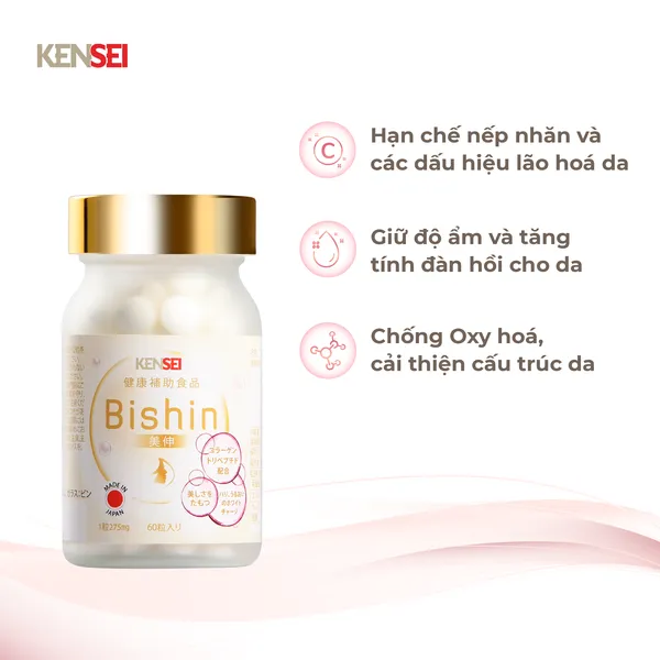 Viên Uống Bishin Tripeptide Collagen Sáng Da, Chống Nhăn Nhật Bản 60 Viên