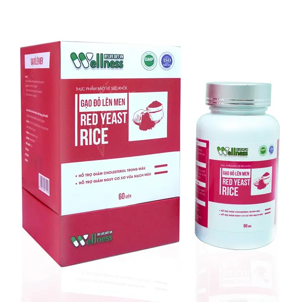 Viên Uống Giảm Nguy Cơ Tim Mạch, Mỡ Máu, Ngừa Xơ Vữa Động Mạch Men Gạo Đỏ 60viên/chai 450mg