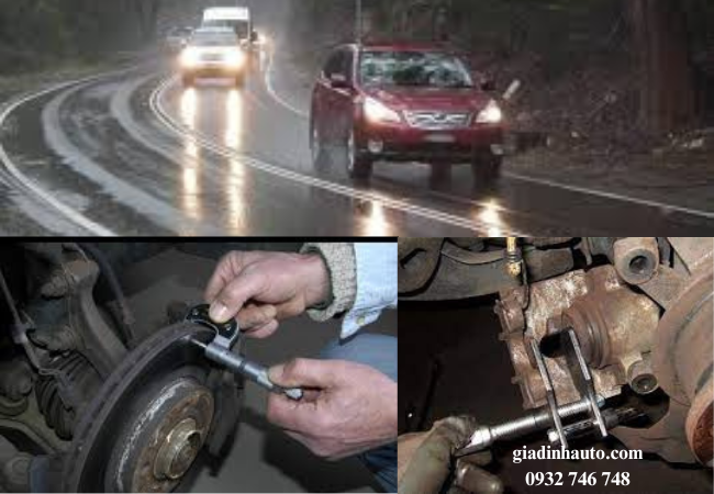 khi phanh bị ngấm nước, ma sát của má phanh sẽ giảm, khiến hiệu quả phanh bị suy giảm khi phanh bị ngấm nước, ma sát của má phanh sẽ giảm, khiến hiệu quả phanh bị suy giảm