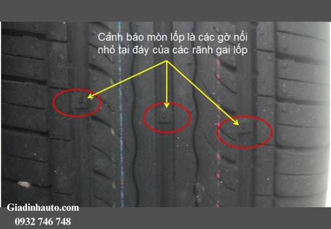 Nhiều lốp có sẵn các vạch báo mòn (TWI) Nhiều lốp có sẵn các vạch báo mòn (TWI)