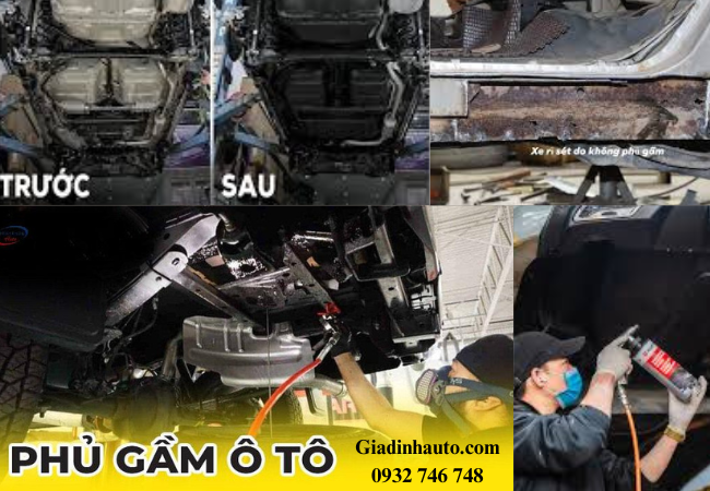 Quá trình phủ gầm thường từ 2–4 giờ nếu gầm xe sạch và không bị rỉ sét. Quá trình phủ gầm thường từ 2–4 giờ nếu gầm xe sạch và không bị rỉ sét.