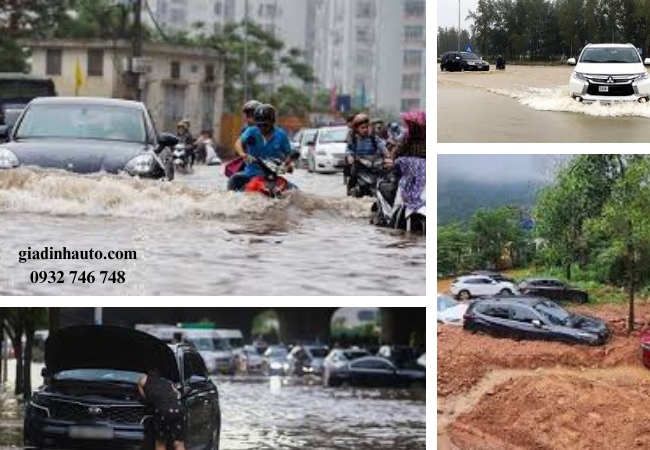 Nếu phải di chuyển qua các khu vực có nước ngập, hãy giảm tốc độ và hạn chế việc phanh gấp Nếu phải di chuyển qua các khu vực có nước ngập, hãy giảm tốc độ và hạn chế việc phanh gấp