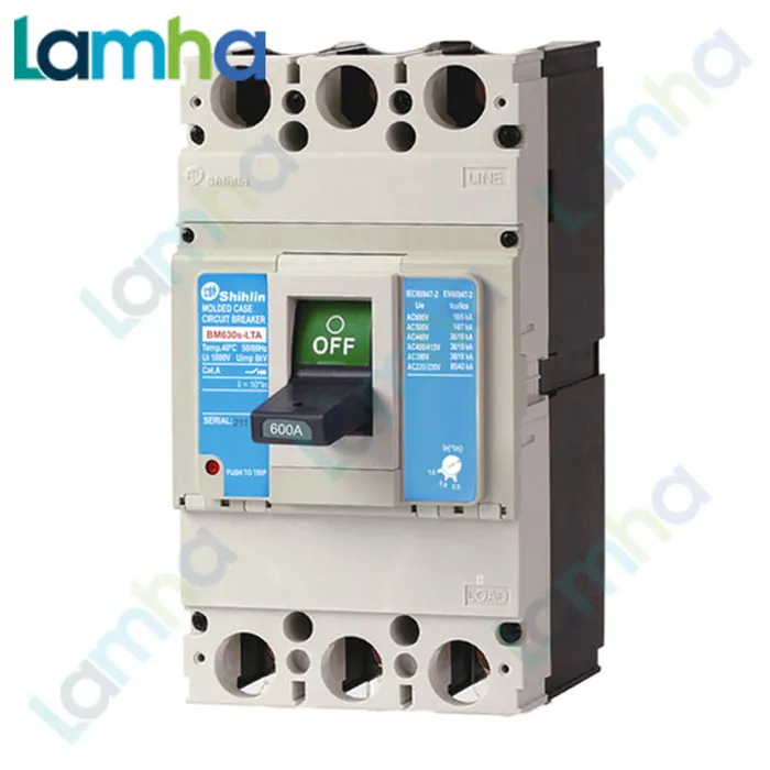 Cầu dao khối MCCB (Aptomat) 3P Shihlin BM630s-HTA (Không thanh đồng) (400.500.600.630A (Adj.), 50kA)