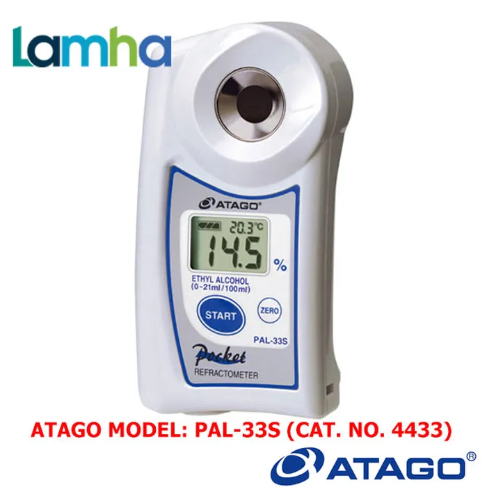 KHÚC XẠ KẾ ĐO ETHYL ALCOHOL/ NHIỆT ĐỘ ĐIỆN TỬ HIỆN SỐ (0.0 to 53.0% (mL/100mL) ATAGO Model: PAL-33S (Cat. No. 4433)