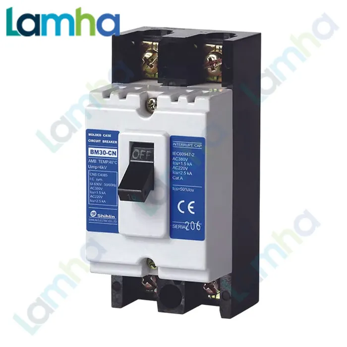 Cầu dao khối MCCB (Aptomat) 2P Shihlin BM100-SN (10.15.20.30.40.50.60.75.100A, 15kA)