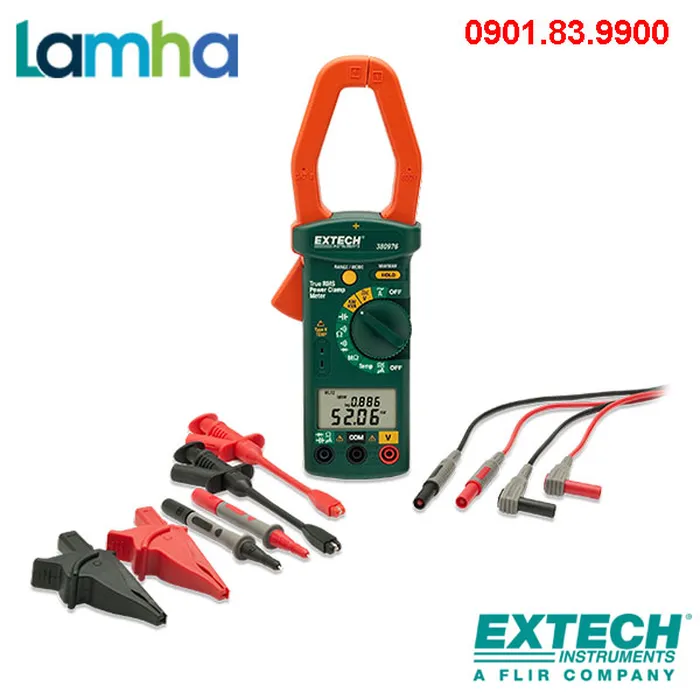Ampe kìm phân tích công suất Extech 380976-K (1000A, True RMS)