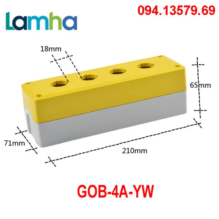 Hộp nút nhấn 4 lỗ GQELE GOB-4A-YW (phi 22)