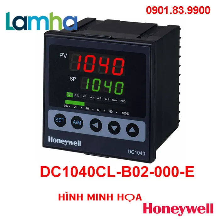 Bộ Điều Khiển Nhiệt Độ Honeywell DC1040CL-B02-000-E ( Input 4-20mA, Output: 0-10VDC + 2 Alarm, AC 85-265V)