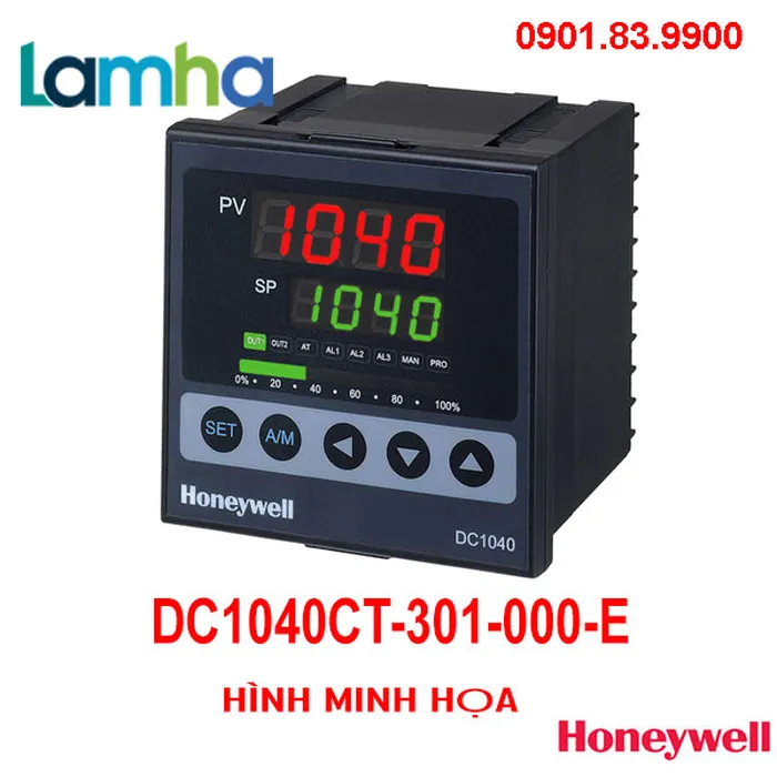 Bộ Điều Khiển Nhiệt Độ Honeywell DC1040CT-301-000-E ( Input K, Output: 4-20Ma + 1 Alarm, AC 85-265V)
