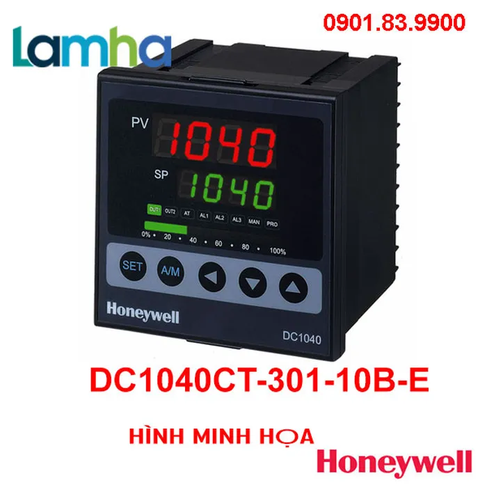Bộ Điều Khiển Nhiệt Độ Honeywell DC1040CT-302-10B-E ( Input K, Output: 4-20Ma + 2 Alarm, Transmiter + RS485, AC 85-265V)