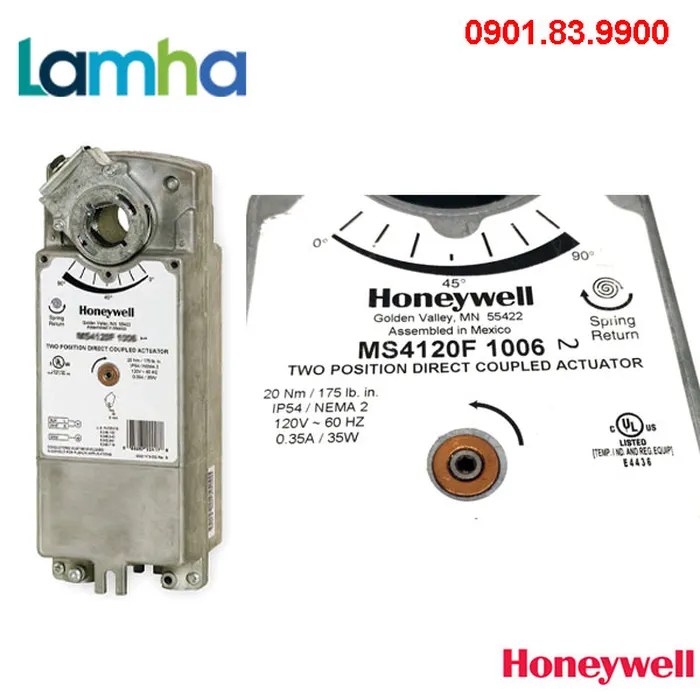 Động cơ điều khiển van gió Honeywell MS4120F1006/B (120V AC, 20Nm)