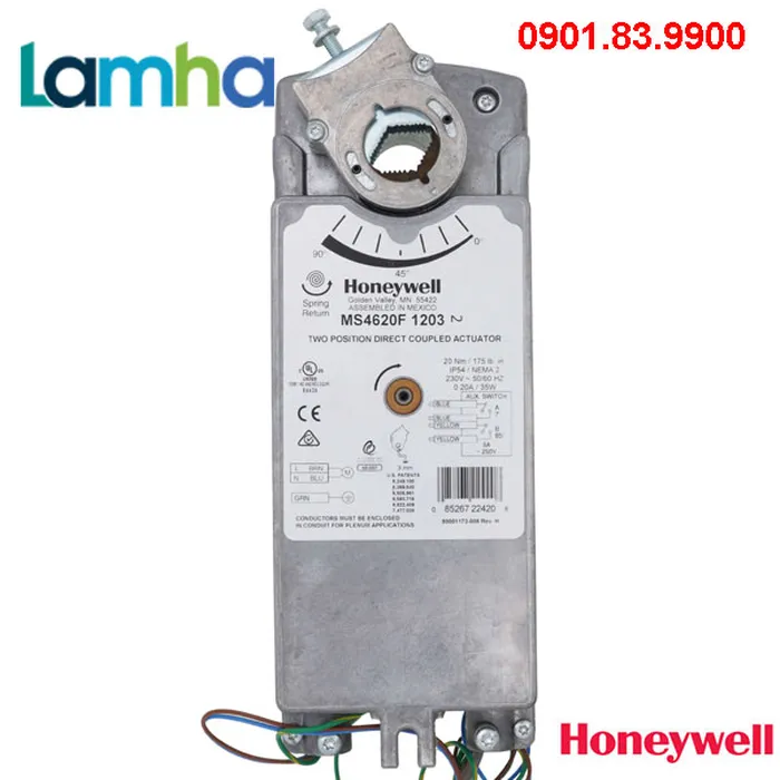 Động cơ điều khiển van gió Honeywell MS4620F1203/B (230V AC, 20Nm)