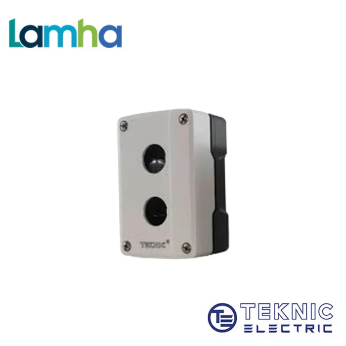 Hộp nút nhấn 2 lỗ Teknic 4005C11 (Nắp trắng + Đế đen)