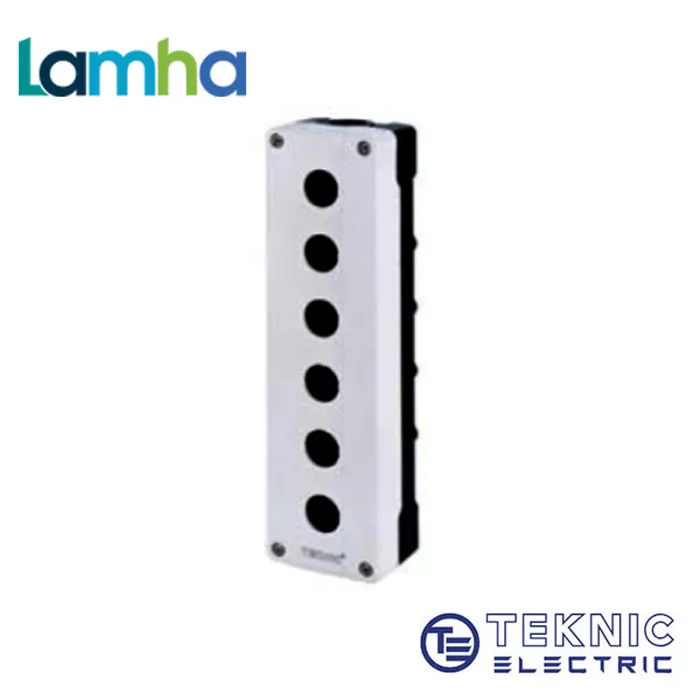 Hộp nút nhấn 6 lỗ Teknic 4005I11 (Nắp trắng + Đế đen)
