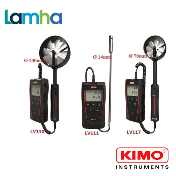 Máy đo tốc độ gió, lưu lượng gió dạng cánh quạt và nhiệt độ môi trường KIMO LV111