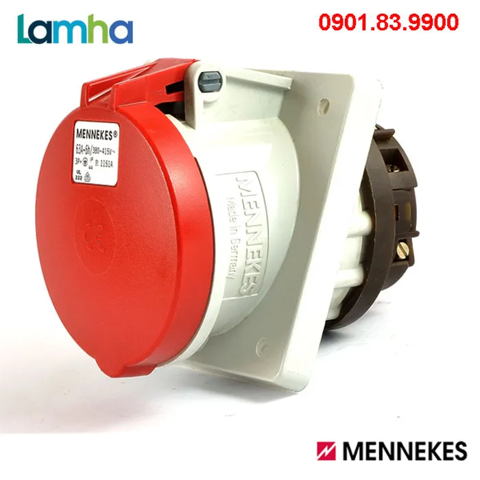 Ổ cắm gắn bảng (nghiêng 20°) Mennekes 1151A (4P, 63A, IP44)