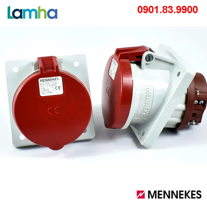 Ổ cắm gắn bảng (nghiêng 20°) Mennekes 1155A (5P, 63A, IP44)
