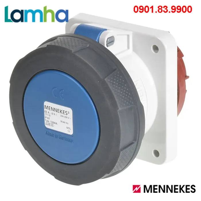Ổ cắm gắn bảng (lọai thẳng) Mennekes 1264A (3P, 63A, IP67)
