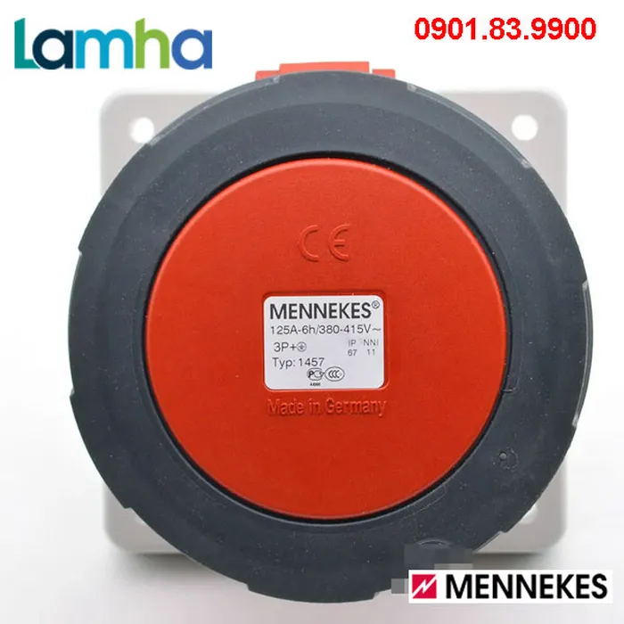 Ổ cắm gắn bảng (lọai thẳng) Mennekes 1457 (4P, 125A, IP67)