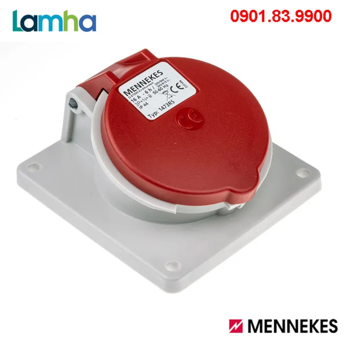 Ổ cắm gắn bảng (nghiêng 20°) Mennekes 1473 (5P, 16A, IP44)