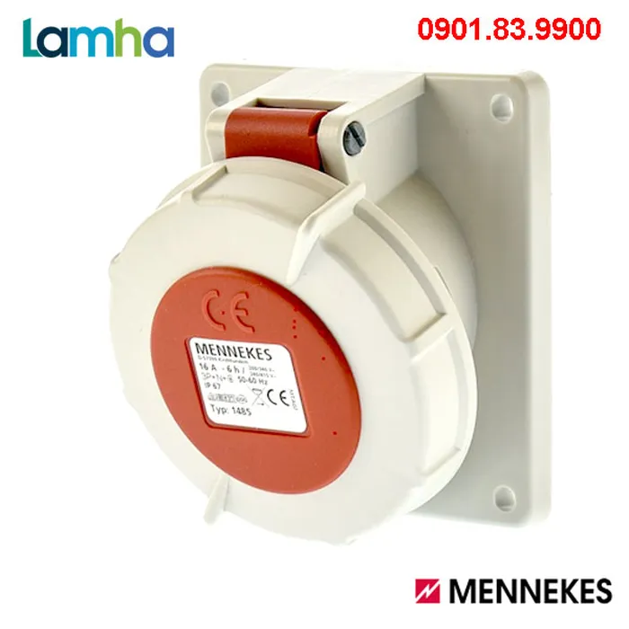 Ổ cắm gắn bảng (nghiêng 20°) Mennekes 1485 (5P, 16A, IP67)