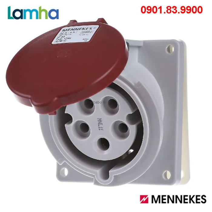 Ổ cắm gắn bảng (nghiêng 20°) Mennekes 1746 (5P, 32A, IP44)