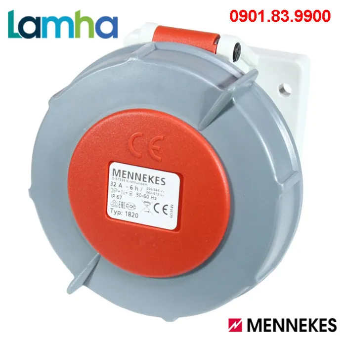 Ổ cắm gắn bảng (lọai thẳng) Mennekes 1820 (5P, 32A, IP67)